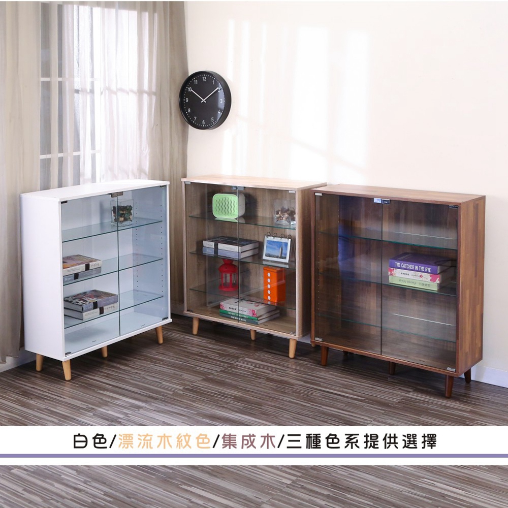 中央香台　置物台 BuyJM】台灣製低甲醛80x30公分實木腳玻璃展示櫃(公仔櫃/置物櫃