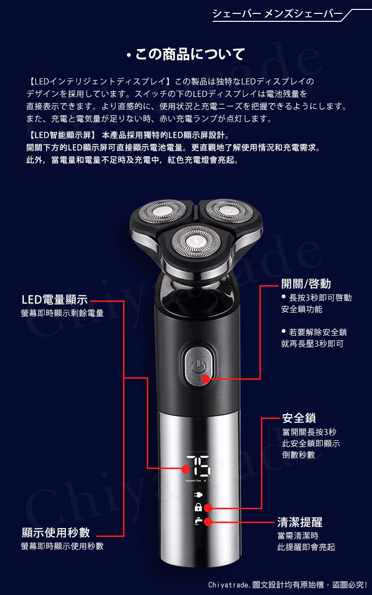 開關下方的LED顯示屏可直接顯示電池電量。更直觀地了解使用情況和充電需求。