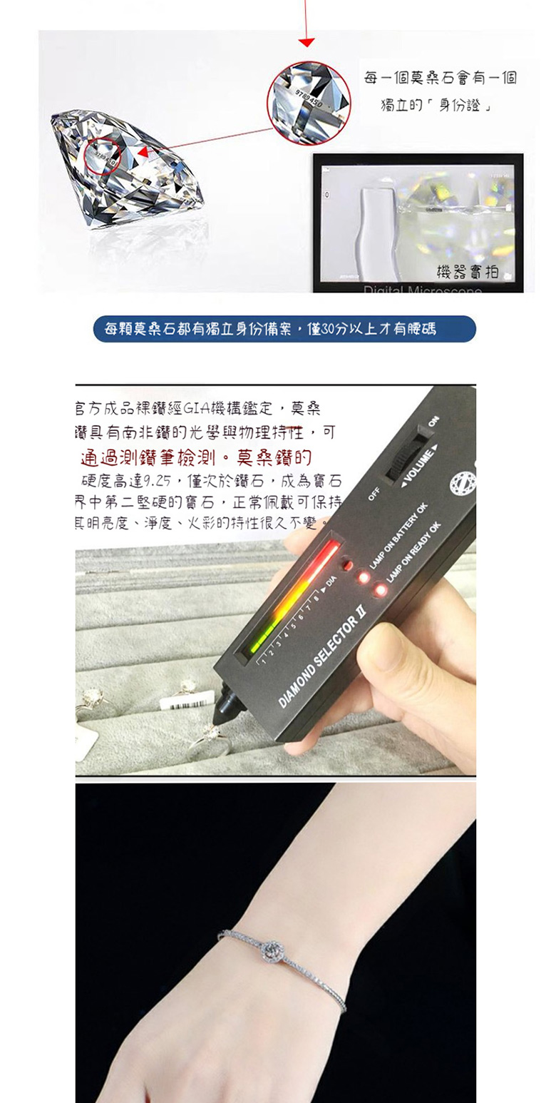 每顆莫桑石都有獨立身份備案,僅30分以上才有腰碼