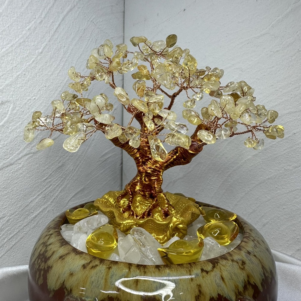 千奇國際精品】千奇國際精品天然黃水晶樹聚寶盆(天然黃水晶白水晶)