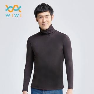 【WIWI】 現貨 MIT溫灸刷毛高領發熱衣經典黑 男S-3XL