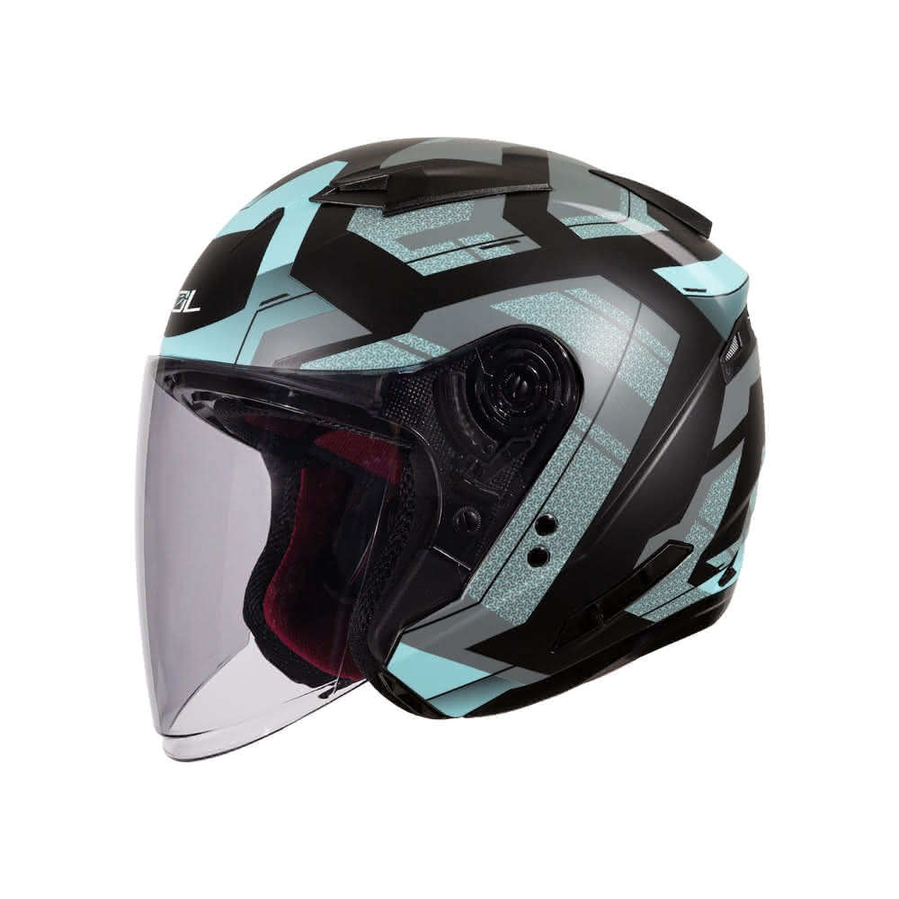 【SOL Helmets】SO-7E開放式安全帽 星幕_消光黑/灰藍｜SOL安全帽官方商城(3/4罩｜雙D扣｜內墨片｜加長鏡片｜眼鏡溝)