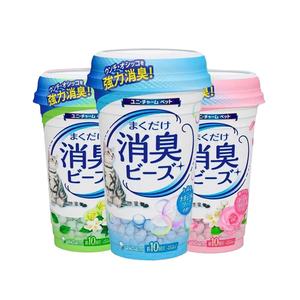 【Unicharm Pet 清新消臭】貓盆消臭粒 450ml(3種香味可選 貓砂盆消臭粒)