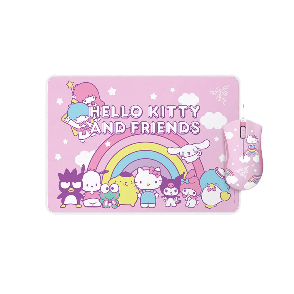 【Razer 雷蛇】Hello Kitty & Friends款 DA煉獄蝰蛇滑鼠+Goliathus重裝甲蟲 中 鼠墊