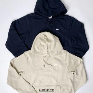 【NIKE 耐吉】Homieee Nike Nsw Hoodie 帽T 小勾 刺繡 刷毛 黑色 奶茶 623453(623453)