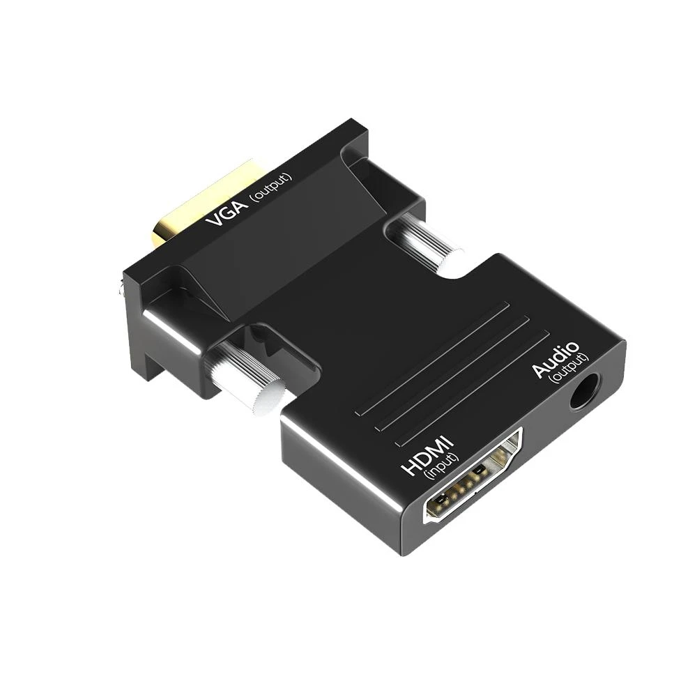 【JHS】HDMI 轉 VGA 轉接頭 附音源線(電腦電視筆電投影機 1080P高清畫質 鏡像延伸)