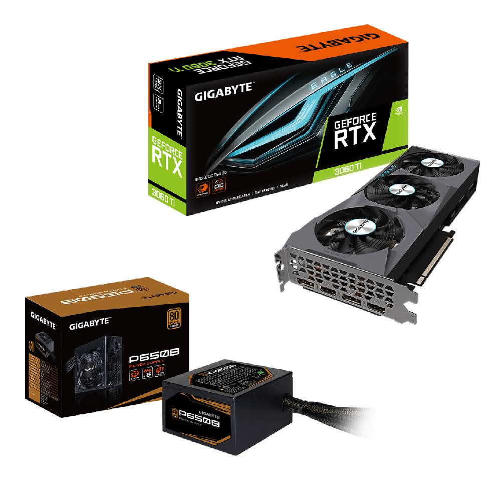 【GIGABYTE 技嘉】RTX3060Ti EAGLE OC D6X 8G + 技嘉 GP-P650B 650W 銅牌(套餐組合)