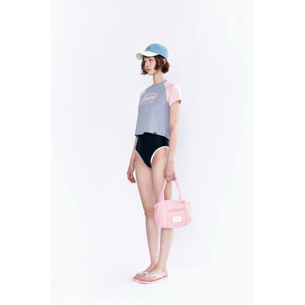 emis】韓國emis MESH MINI DUFFLE BAG 韓製迷你網眼圓筒包桃色PEACH
