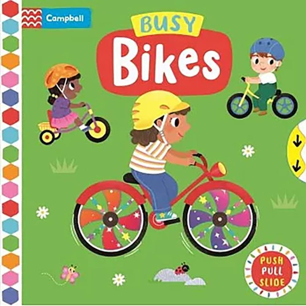 硬頁遊戲書： Busy Bikes(推拉轉機關書)