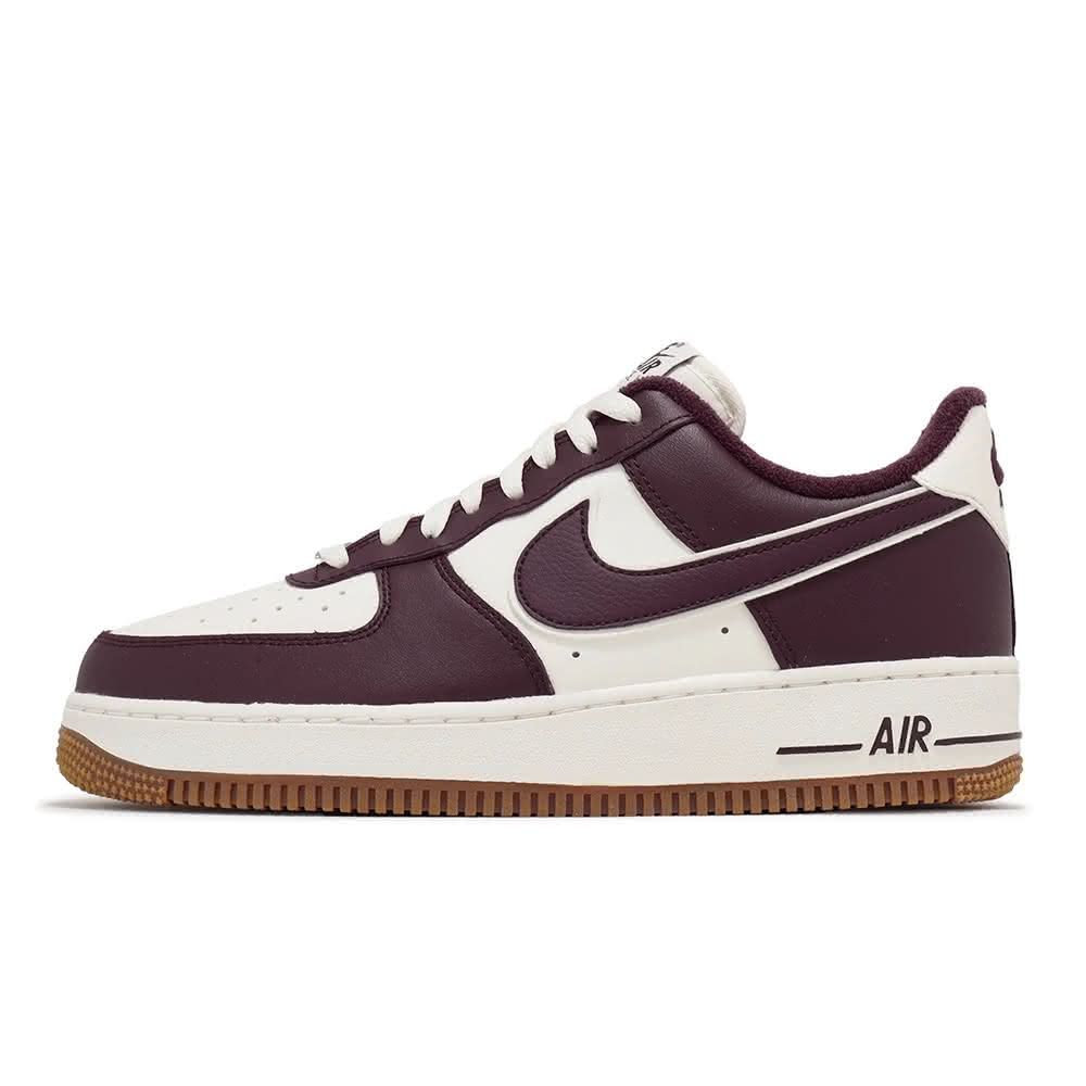 【NIKE 耐吉】NIKE AIR FORCE 1 AF1 焦糖底 皮革 酒紅 DQ7659-102