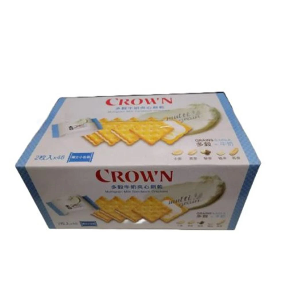 【CROWN 皇冠】Crown 多穀牛奶夾心餅乾 一盒內有48入X 一入16公克(Crown 多穀牛奶夾心餅乾)