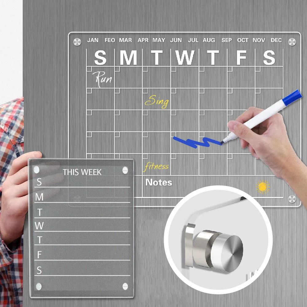 【JOEKI】周計畫留言板冰箱貼(備忘板 留言板 ins壓克力memo板 磁鐵留言板 冰箱留言板 壓克力留言板)