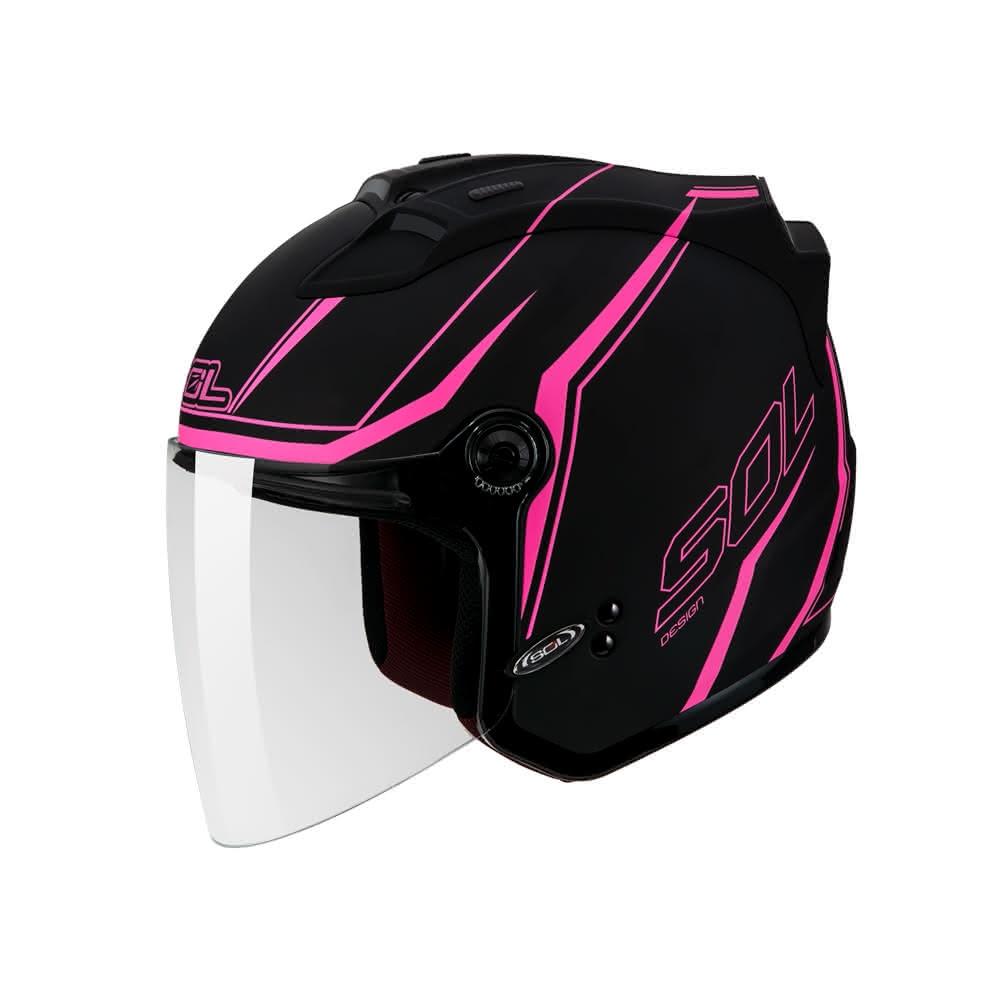 【SOL Helmets】27S開放式安全帽 天際_消光黑/粉 ｜SOL安全帽官方商城(3/4罩｜雙D扣｜LED燈｜五件可拆內襯)