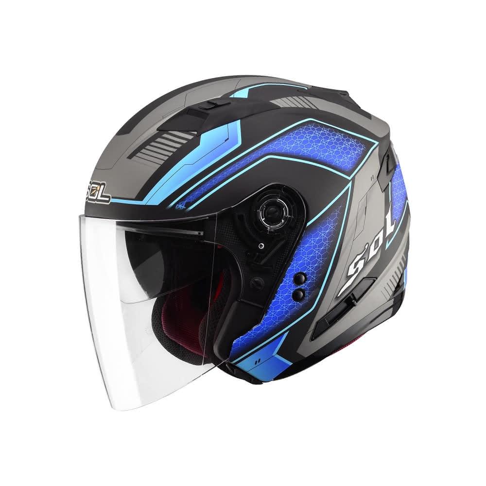 【SOL Helmets】SO-7開放式安全帽 星際_消光黑/藍 ｜SOL安全帽官方商城(3/4罩｜雙D扣｜內墨片｜眼鏡溝｜LED燈)