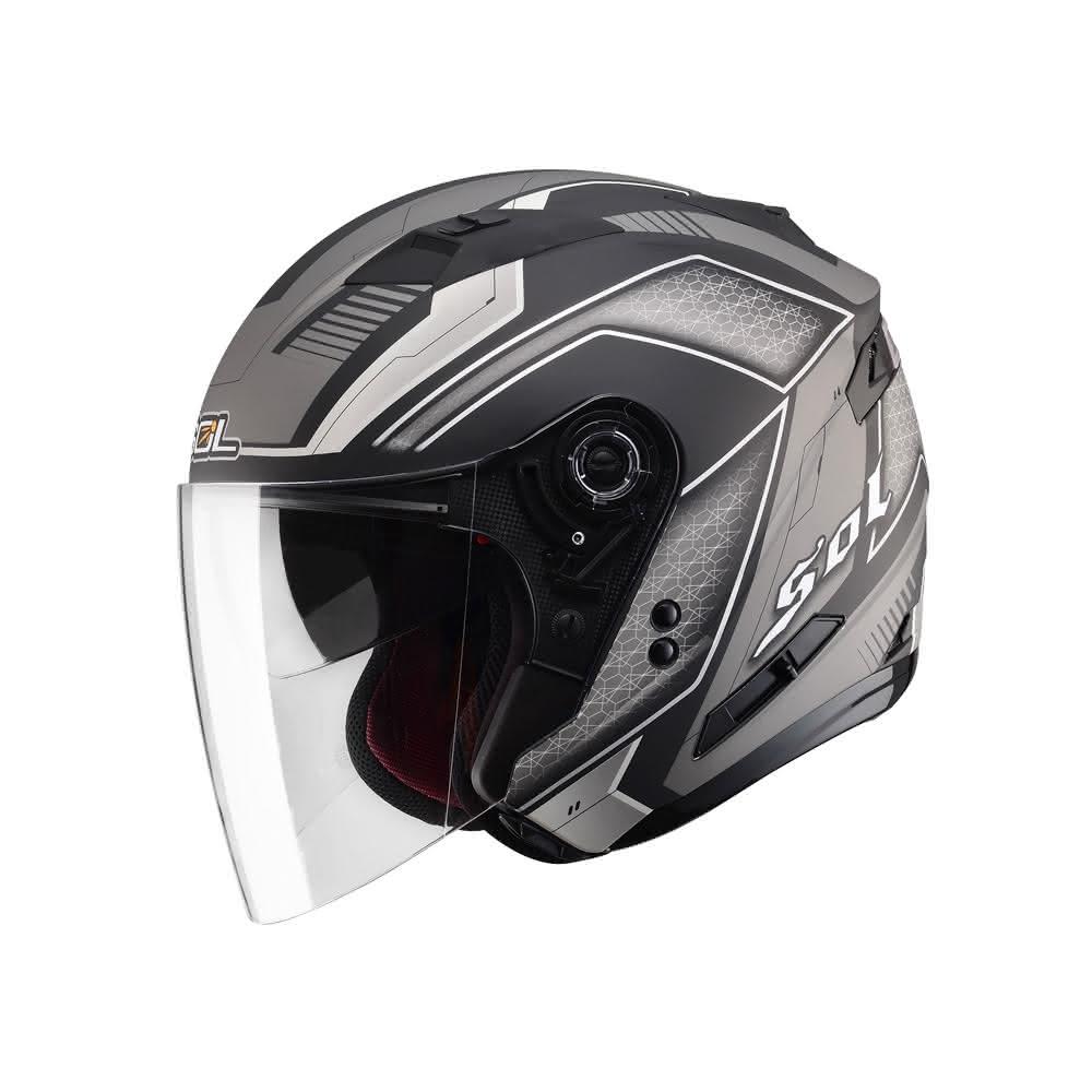 【SOL Helmets】SO-7開放式安全帽 星際_消光黑/銀 ｜SOL安全帽官方商城(3/4罩｜雙D扣｜內墨片｜眼鏡溝｜LED燈)