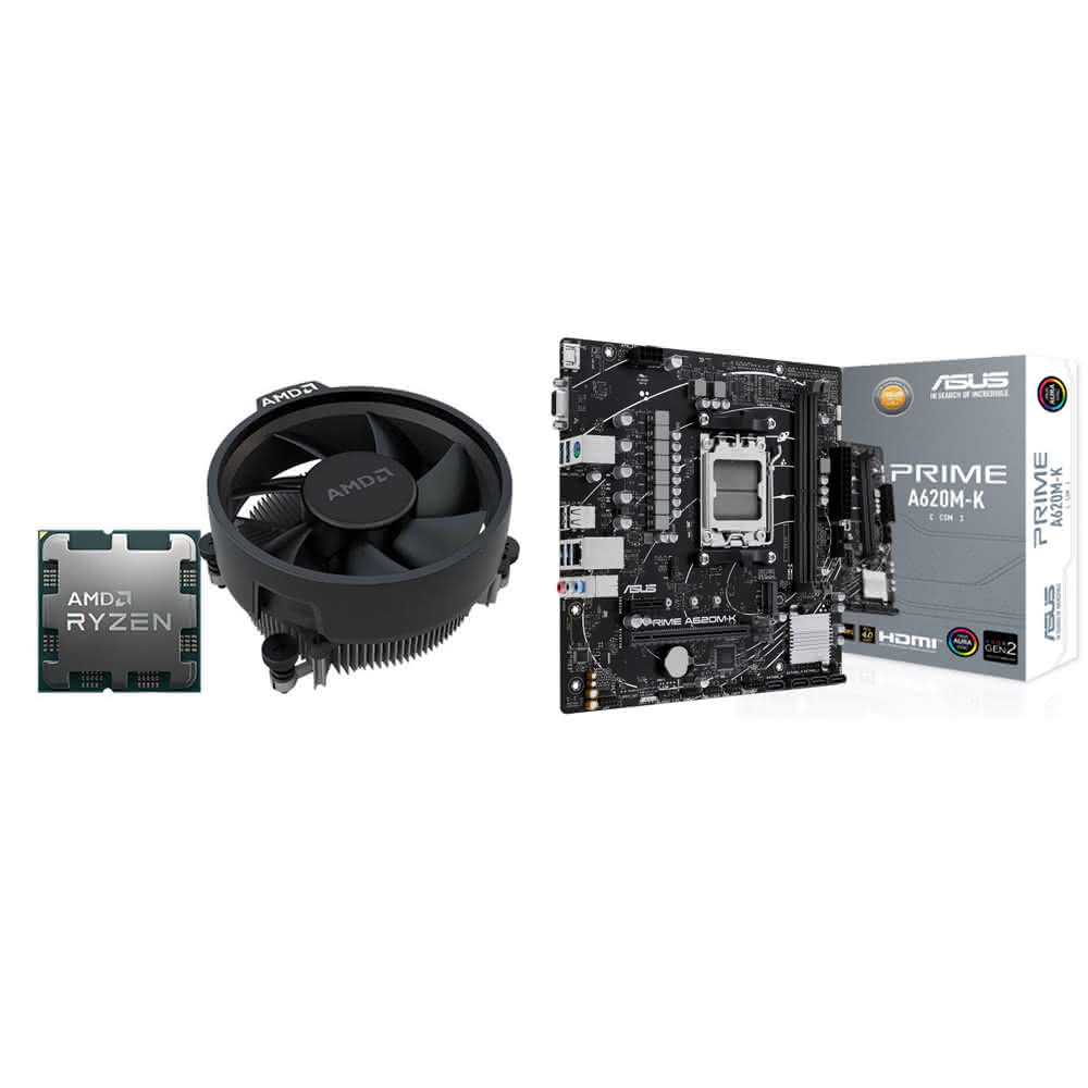 【AMD 超微】⟪自MO價⟫ AMD R5 7500F MPK+華碩 PRIME A620M-K-CSM M-ATX主機板