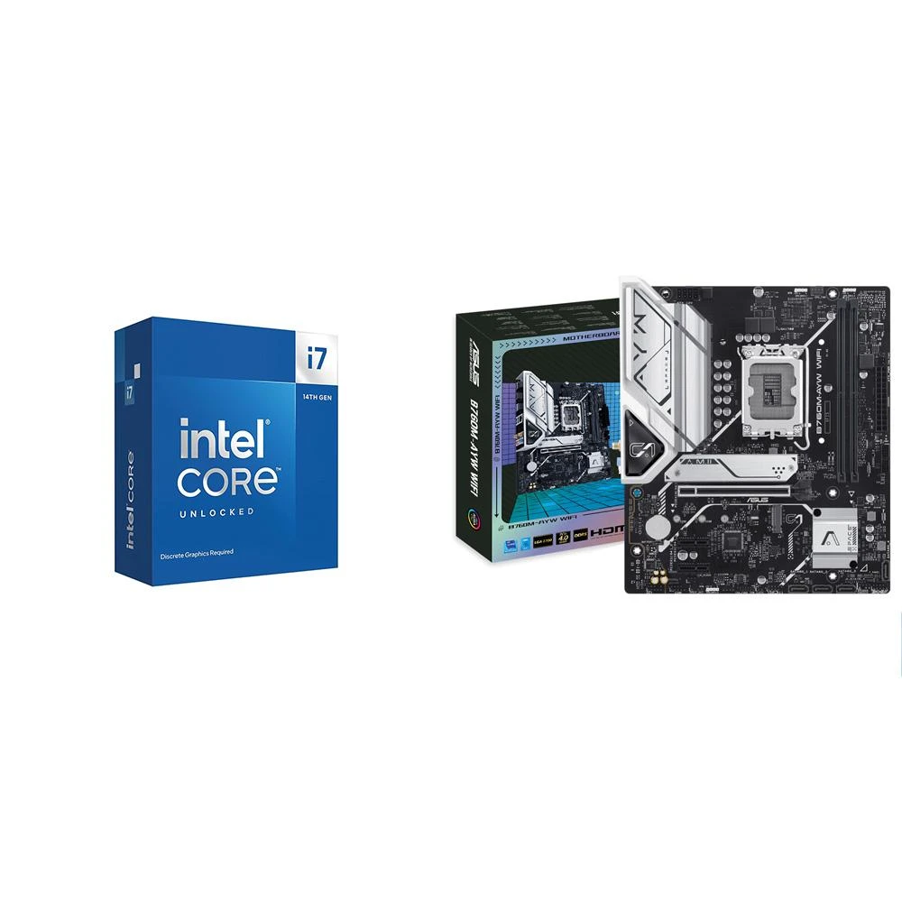 【Intel 英特爾】《自MO價》i7-14700KF+華碩 B760M-AYW WIFI D5 M-ATX主機板