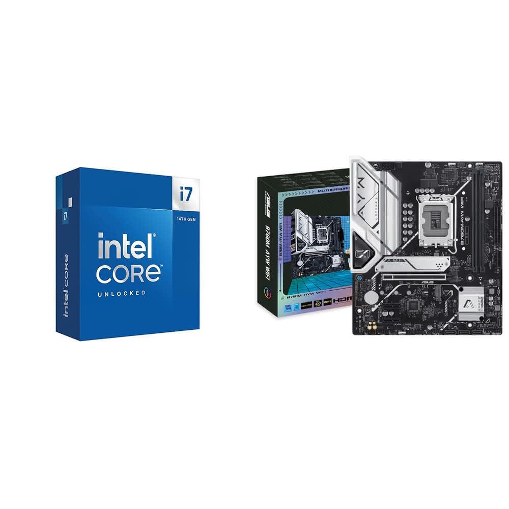 【Intel 英特爾】《自MO價》i7-14700K+華碩 B760M-AYW WIFI D5 M-ATX主機板