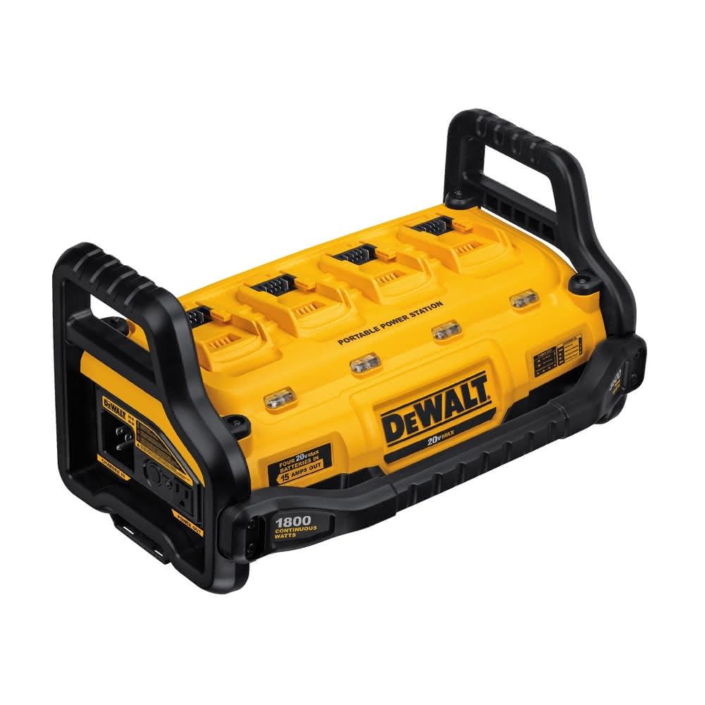 【DEWALT 得偉】＊中崙五金 附發票 得偉 四充充電器+1800W電源供應站 充電發電機 行動電源 充電霸(DCB1800B+DCB606 電池*4)