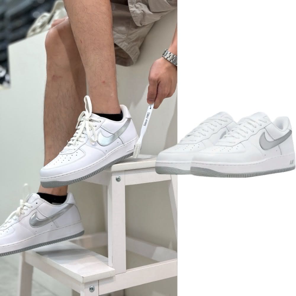 【NIKE 耐吉】NIKE NSW AIR FORCE 1 白灰 空軍一號 情侶 男女款 板鞋 休閒鞋 運動鞋 FJ4146-100