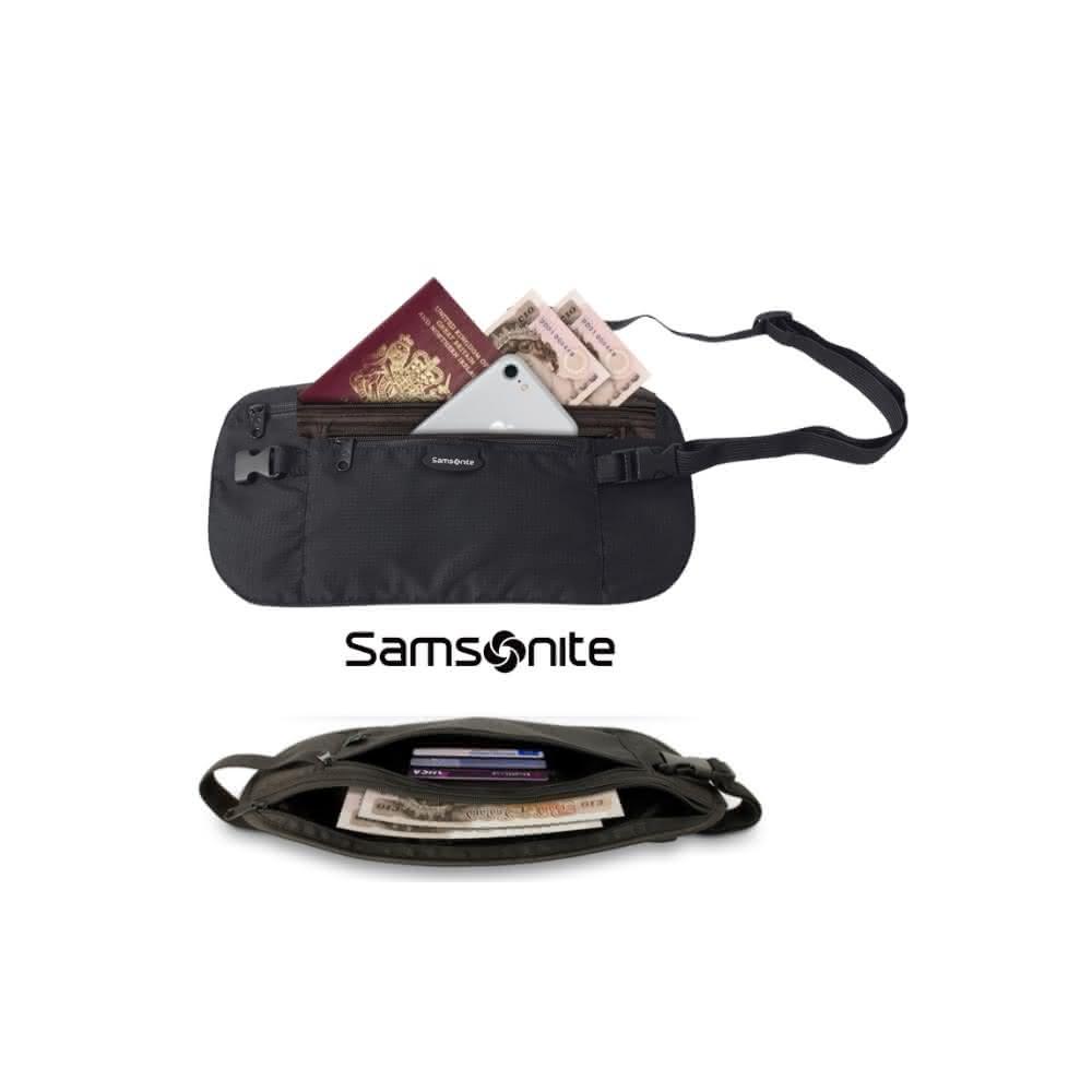 【Samsonite 新秀麗】防盜貼身腰包 隨身防盜 旅行貼身腰包 掛頸包側背包 護照包證件夾 出國旅遊收納(出國旅遊收納 貼身腰包 健身 旅遊)