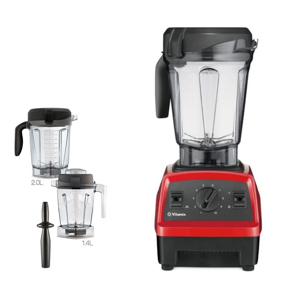 美國Vitamix全食物調理機探索者+1.4公升雙杯組紅色果汁機(E320-R)