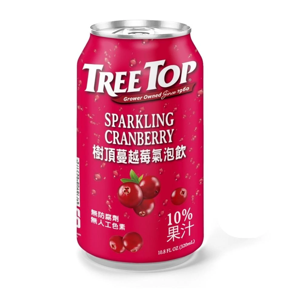 【JIN SHIN FA 金興發】Tree Top樹頂 蔓越莓氣泡飲 320ml 單瓶販售(果汁氣泡飲 碳酸飲料)