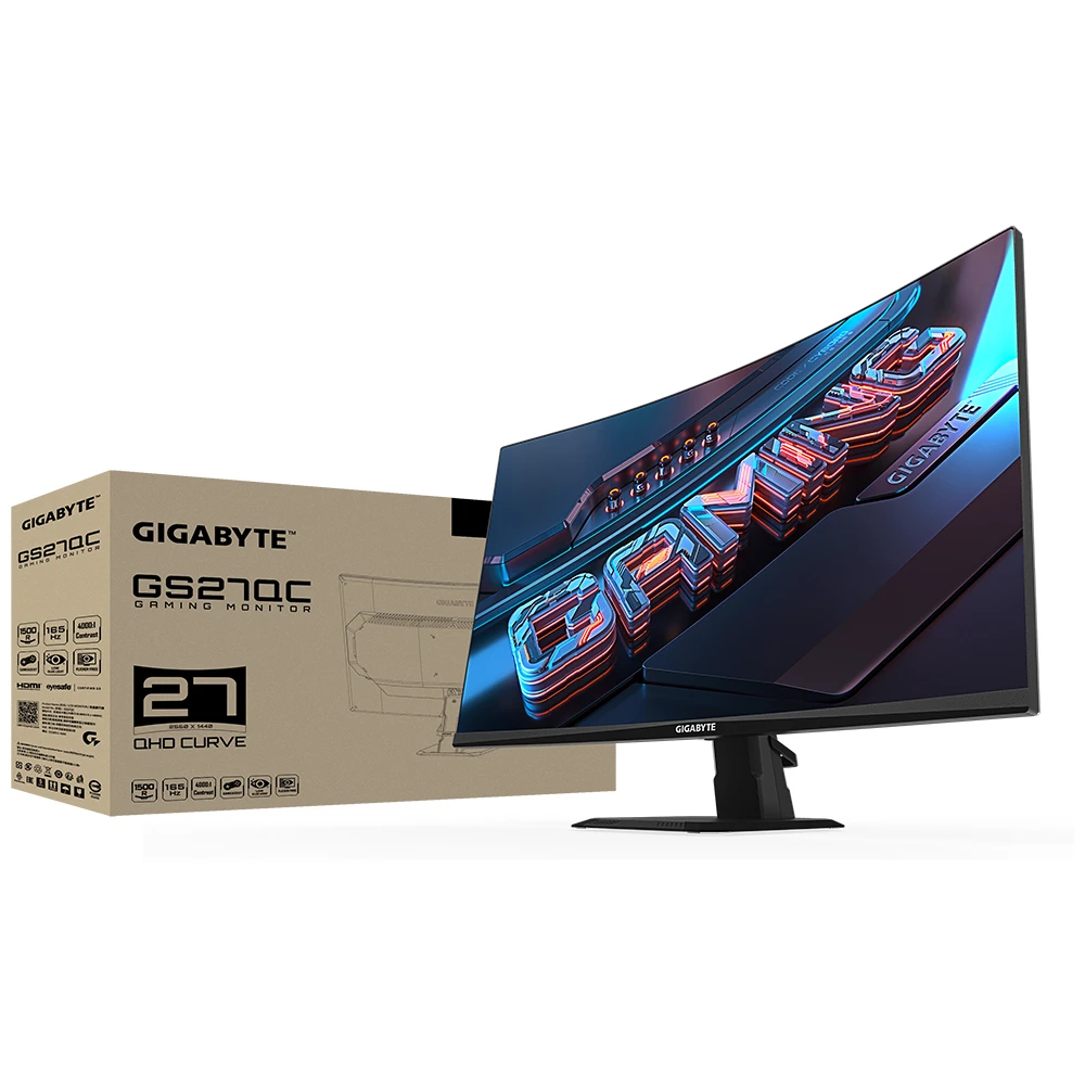 【GIGABYTE 技嘉】GS27QC 27吋 曲面螢幕/VA/165Hz/1ms/低藍光.不閃屏