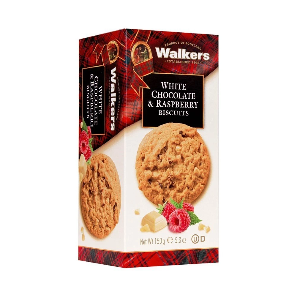 【Walkers 蘇格蘭皇家餅乾】英國《Walkers》蘇格蘭皇家白巧克力覆盆子餅乾-150g/盒(白巧克力/覆盆子/餅乾/零食)