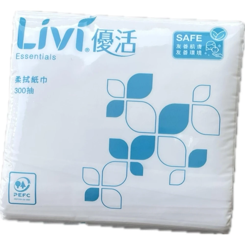 Livi 優活柔拭紙巾300抽白 30包/箱*3