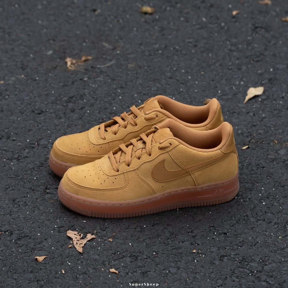 【NIKE 耐吉】Nike Air Force 1 GS 復古 女鞋 小麥色(BQ5485-700)