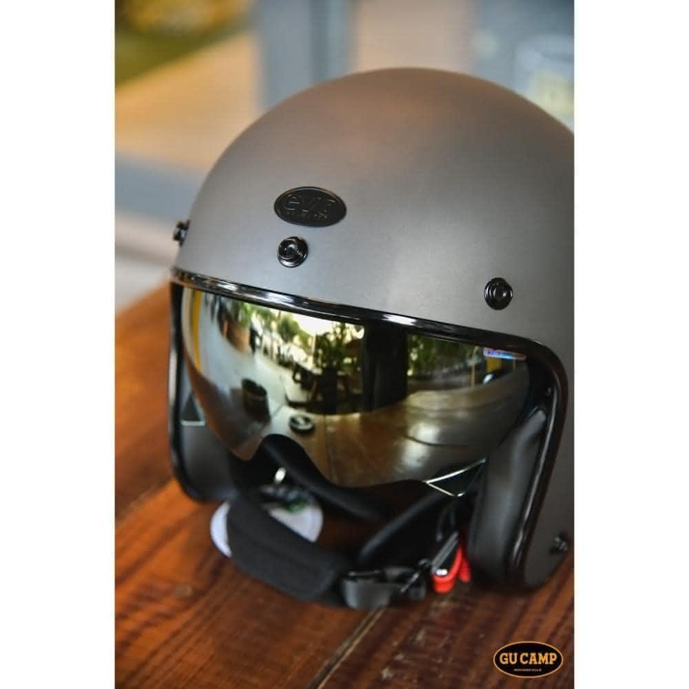 GU CAMP騎士部品 免運優惠 EVO Helmet 內置鏡片 3/4 復古帽 小帽體 黑化 復古 安全帽 消光銀灰