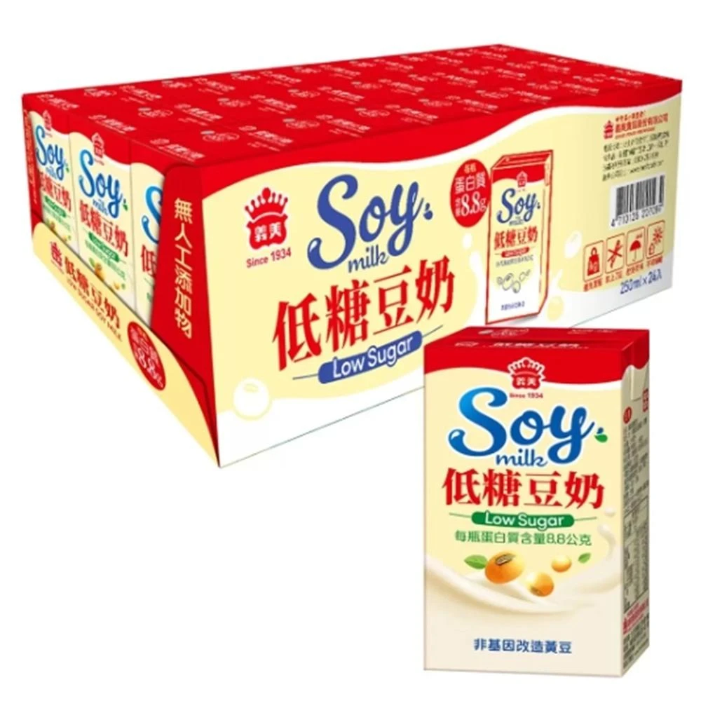 【義美】低糖豆奶 250ml*6入(全素 低糖 豆奶 鋁箔包 早餐)