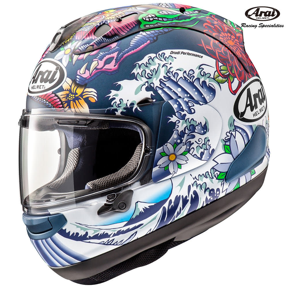 【Arai】RX-7X Oriental Flat Blue消光藍 浮世繪 全罩 安全帽 公司貨(經典浮世繪彩繪)