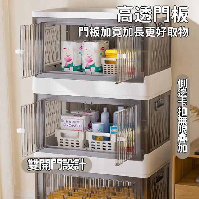 可超取 免安裝收納箱 堆叠收納櫃 超大容量儲物盒 透明收納櫃 玩具收納箱 雙開門收納櫃 雜貨收納箱 零食衣服柜子盒子 - momo購物 ...