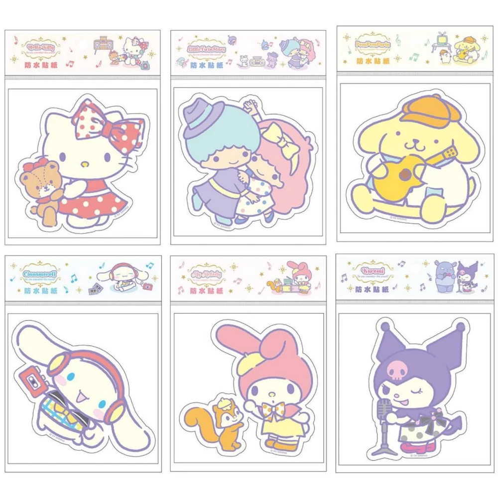 【SANRIO 三麗鷗】Hello Kitty 酷洛米 美樂蒂 雙星仙子 布丁狗 防水貼紙 防水貼紙 可愛卡通 造型貼紙 透明 裝飾 貼紙