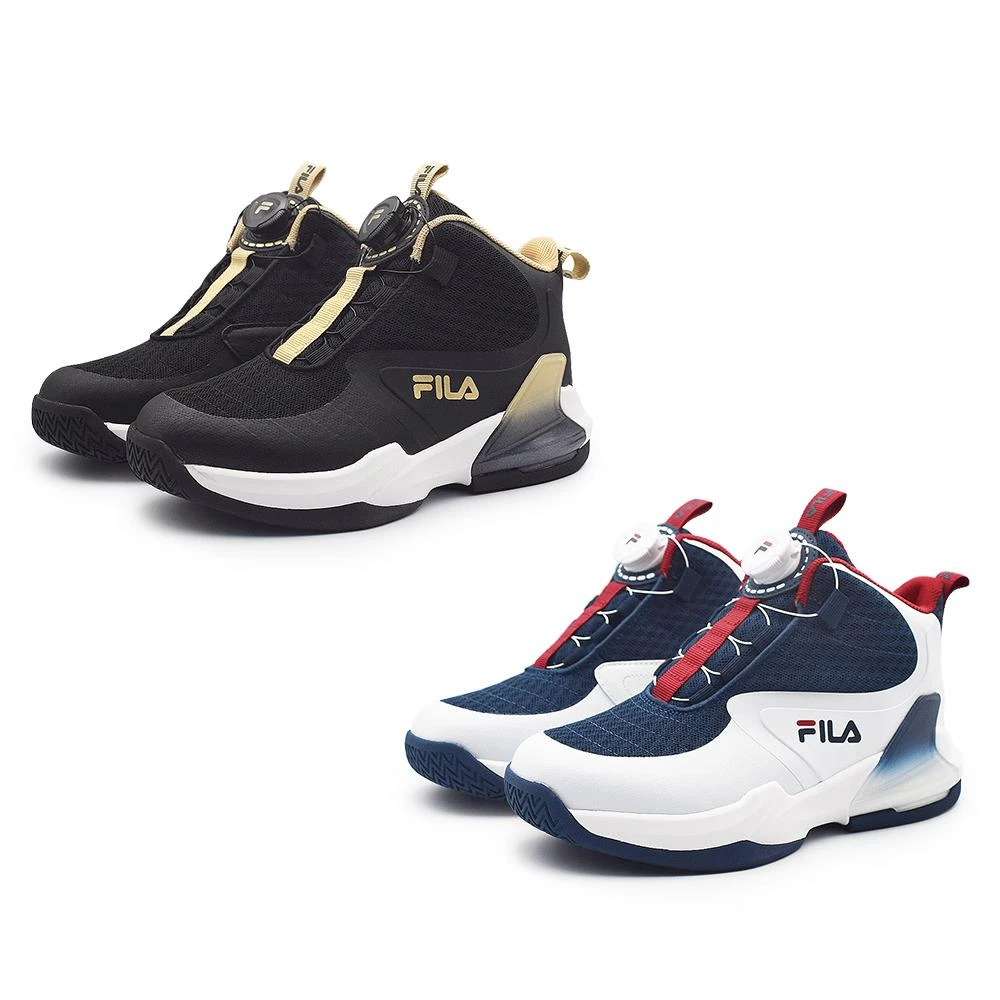 【FILA】FILA童鞋 旋鈕扣免綁帶高筒籃球鞋 足弓鞋 機能童鞋 康特杯 慢跑鞋 跑步鞋 兒童運動鞋 男童鞋 U7674 奧森