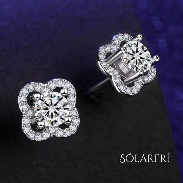 SOLARFRi 純銀針耳環・花漾晶耀S925純銀奧地利頂級CZ鋯石鑽飾輕奢抗敏  