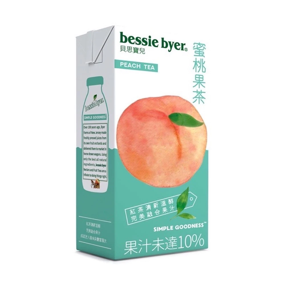 【Bessie Byer 貝思寶兒】蜜桃果茶 330ml*24入水蜜桃 飲料 鋁箔包 果汁 紅茶 水果茶