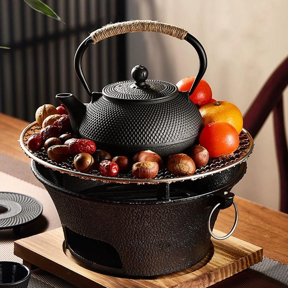 茶壺 手彫り鉄壺 鉄やかん 鉄分補給 未塗装鉄器 茶道具 1300ML 赤色