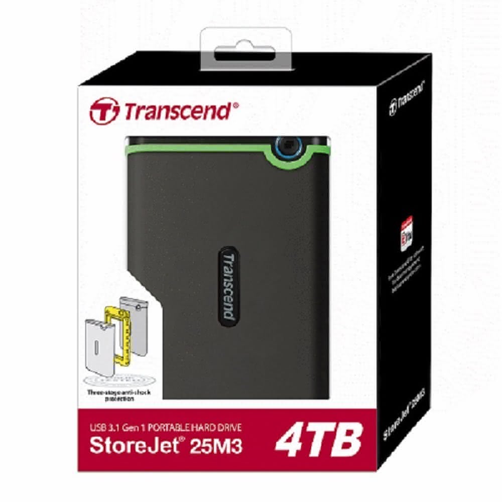 Transcend  25M3 4TB 鐵灰色 USB3.1 2.5吋 行動外接硬碟TS4TSJ25M3(#TS4TSJ25M3#Transcend 創見#行動外接硬碟#4TB#軍規#防震#外接硬碟#鐵灰色)