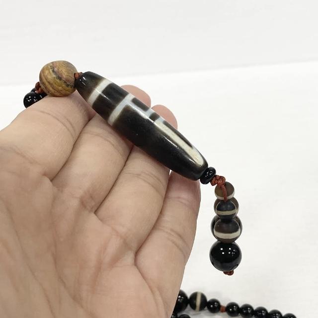 御古齋】天然九頁岩瑪瑙金剛杵天珠項鍊增強磁場逢凶化吉消災解厄