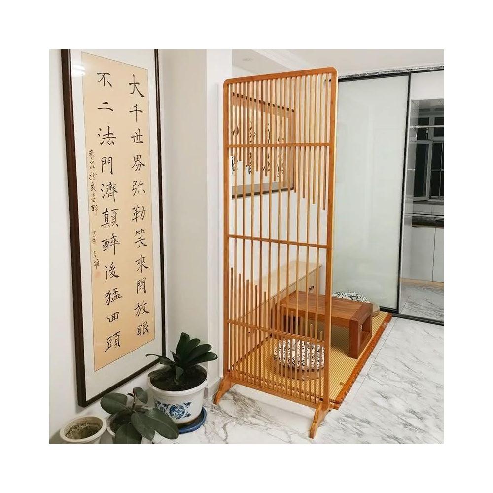 【SALE／10%OFF 日式竹子屏風隔斷客廳傢用簡約實木格柵折疊移動入戶 絵画/タペストリー