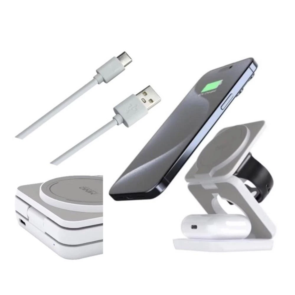MiniQ WC-002 3in1 折疊式磁吸無線充電器座 磁吸充電座 折疊式無線充電座 無線充電座 三合一充電座