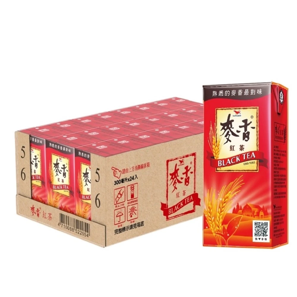 【麥香】統一 麥香紅茶300ml*24入經典飲料 麥香 大麥 飲料 清涼 解渴