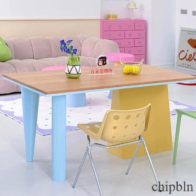 廠家直銷 全实木餐桌 吃饭桌 多巴胺长方形桌子 设计师款洽谈桌 办公室清新工作台