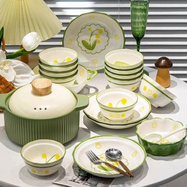 日式高顏值陶瓷碗碟套裝 家用飯碗餐具 清新碗盤 喬遷送禮 入厝送禮