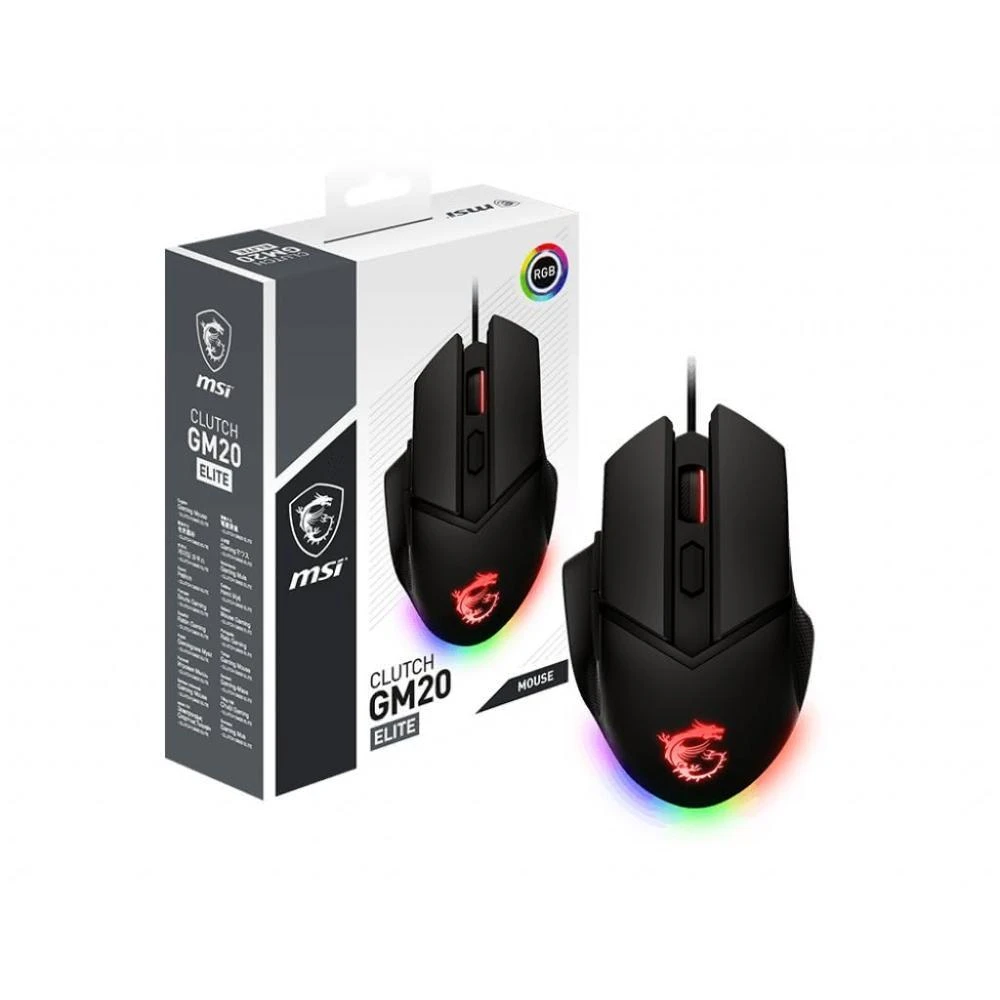 【MSI 微星】Clutch GM20 Elite 有線/砝碼配重/Omron開關/6400Dpi/滑鼠/德源