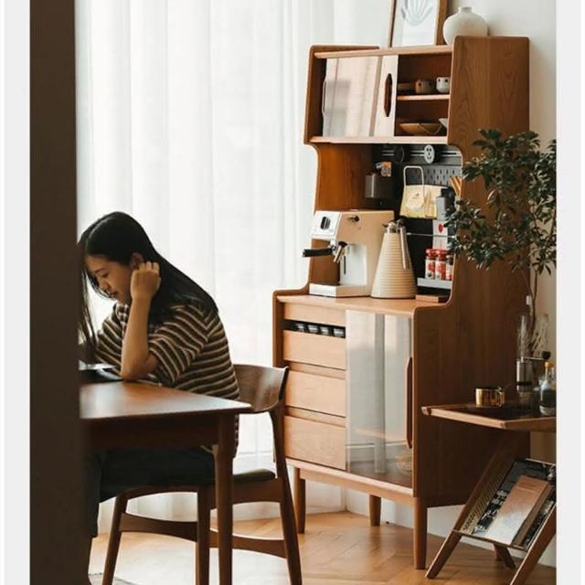 含運/免稅北歐實木茶水櫃日式餐邊櫃多功能洞洞板儲物櫃客廳一體