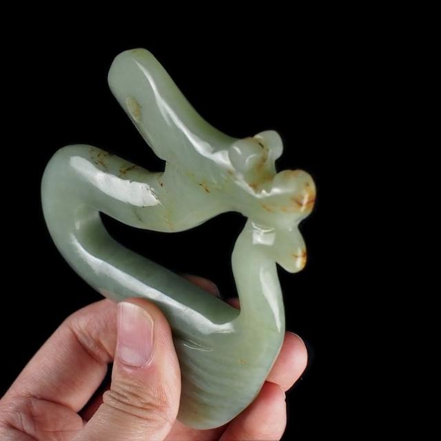 中国 玉石彫刻 山水鹿刻 置物 C R5817